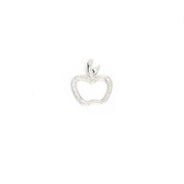 White 14k White Gold Apple Pendant .34 Ctw